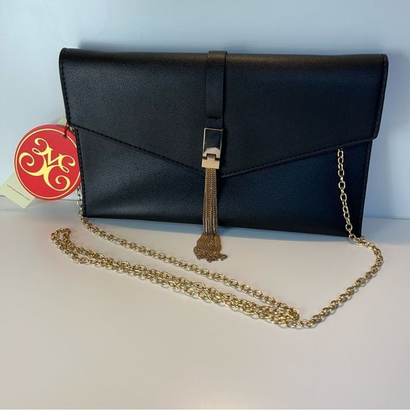 NWT VIETA ELLIANA BLACK FOLD-OVER CLUTCH - Picture 2 of 11